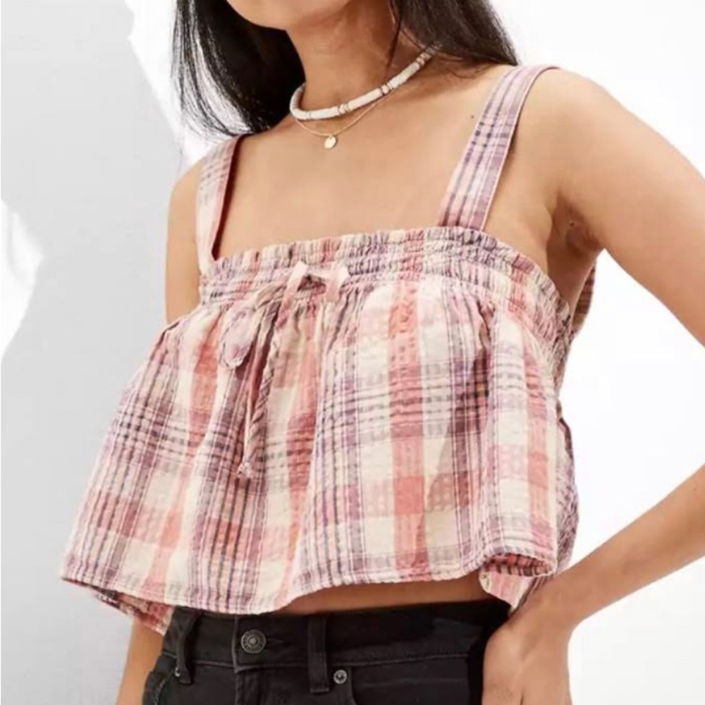 *NWOT* American Eagle Women’s Tank Cropped Linen Blend Shirt Size XL